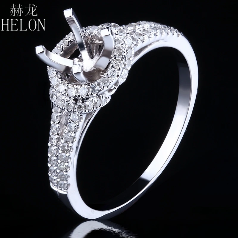 Helon стоит SOLID 14 К White Gold Pave 0.35ct из натуральной diamond 5.5-6.5 мм круглая огранка полу крепление Обручение обручальное кольцо
