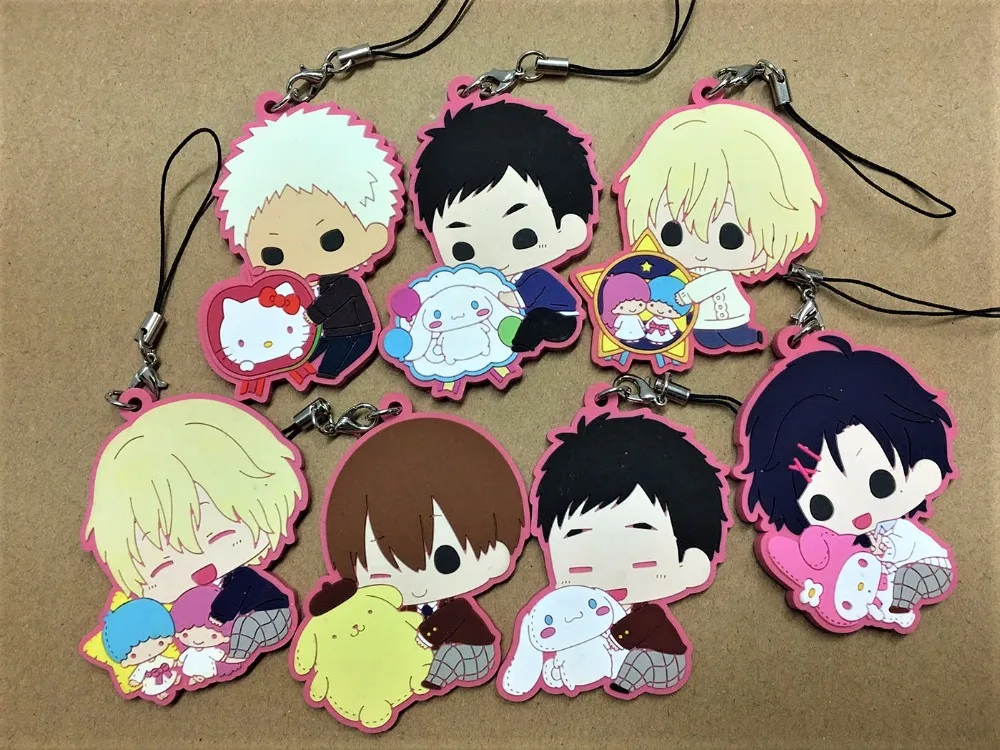 Новое поступление 6 шт./лот Sanrio Boys/Sanrio Danshi случайная отправка японского аниме фигурки резиновые подвески для мобильного телефона/брелок