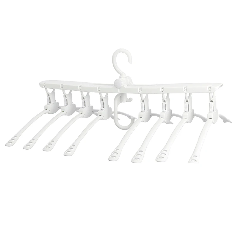 Multifunctional Plastic Foldable Clothes Hanger Save Space Laundry Drying Racks Wardrobe Closet Storage Organizer Clothes Hanger - Цвет: White