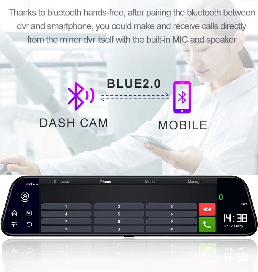 12 дюймов Android8.1 Автомобильный видеорегистратор 2G+ 32G gps Bluetooth навигация FHD 1080P+ 1080P зеркальный рекордер 4G Wifi ADAS Dash cam