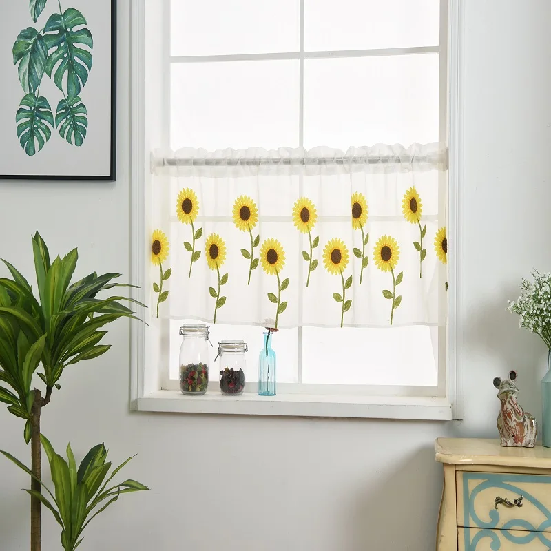 Занавески на окно для кухни половина занавесок тюль 100% полиэстер римские шторы
