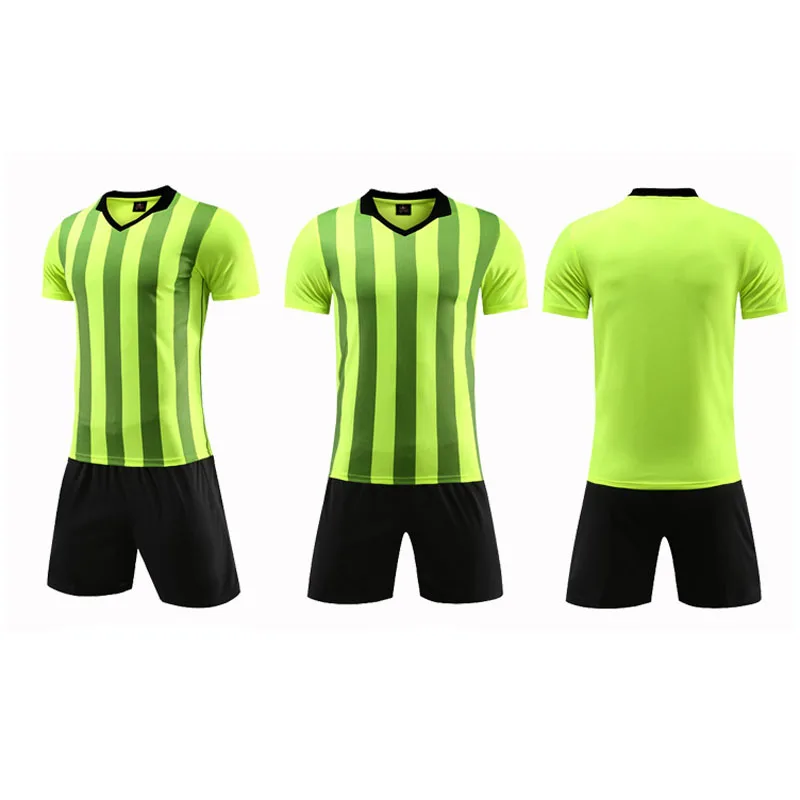 Neon Green Сезон дети мужские полосы пустой бег спортивный для футбола Джерси комплекты униформы футбол спортивные костюмы дышащие - Цвет: Neon Green