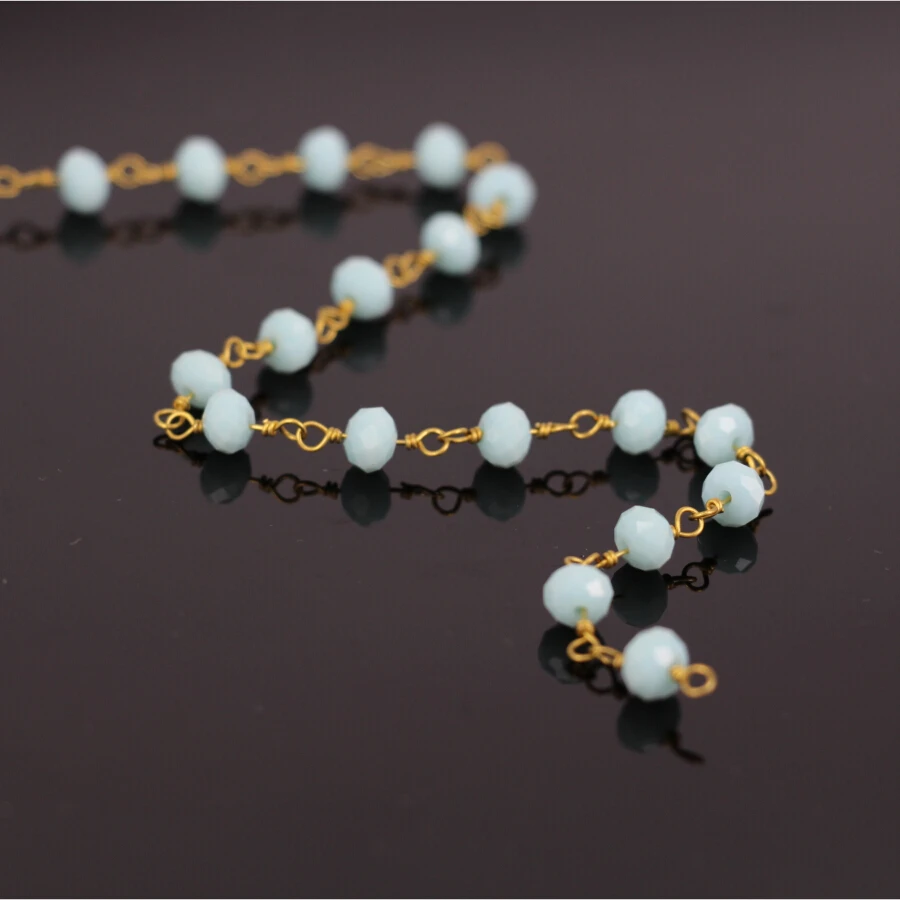 5 метров светло-голубой граненый стеклянный бисер четки стиль цепи Амазонит Rondelle