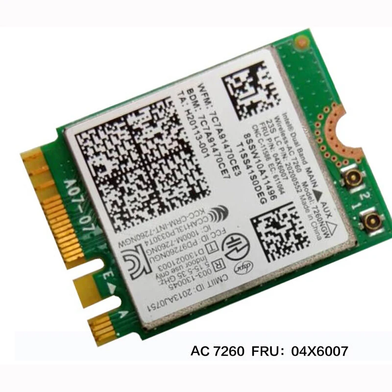 Intel Dual Band Wireless AC 7260 WiFi + BT 4 0 комбинированная карта для Lenovo Thinkpad Y40 Y50 X240 T440 Series FRU 04X6007