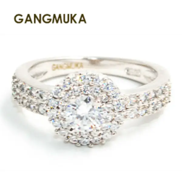 Оптовая торговля круглыми 2ct 5A Камень Циркон 925 серебро Для женщин Обручение