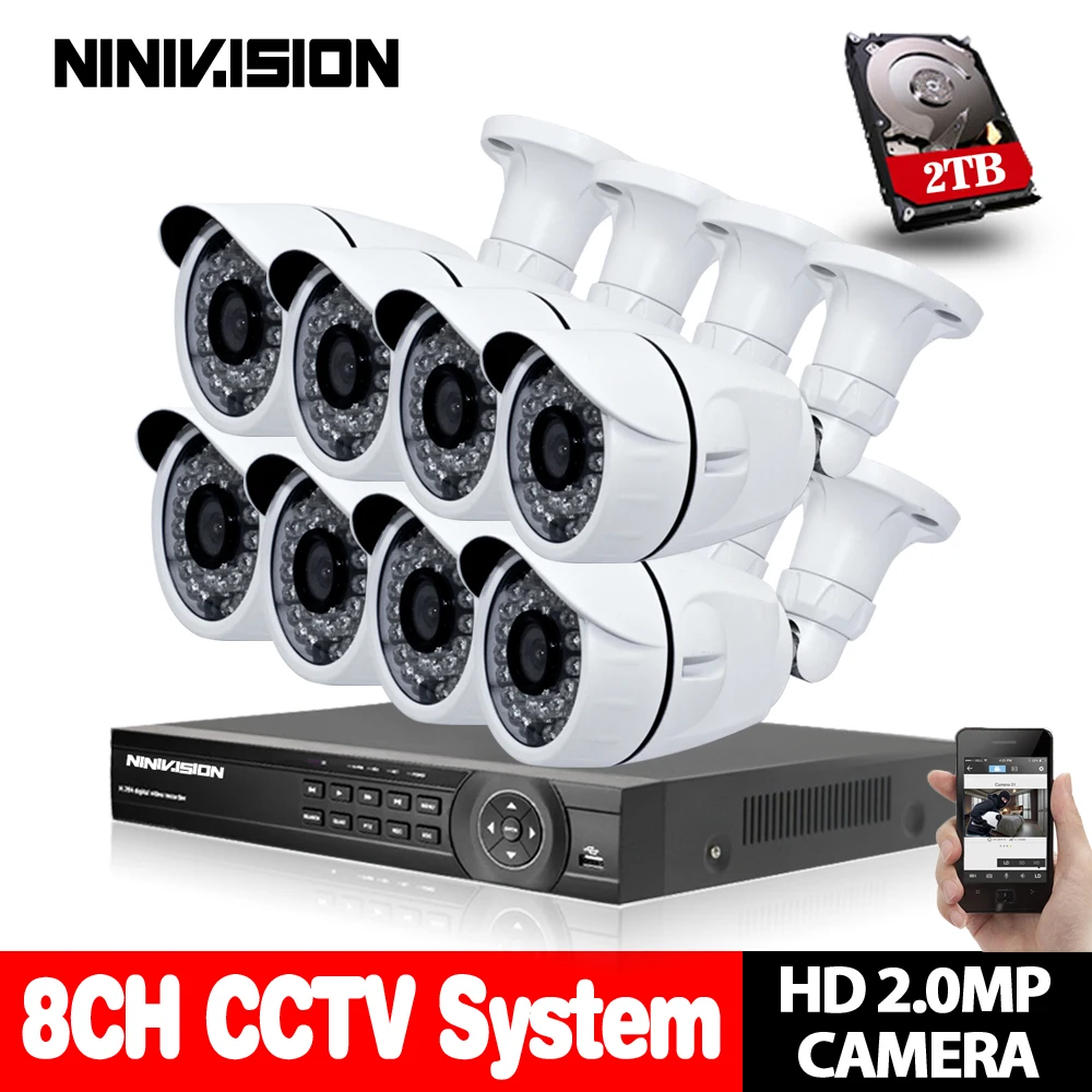 AHD 8CH CCTV система 1080P DVR 8 шт 3000TVL ИК Всепогодная наружная видеонаблюдения камер
