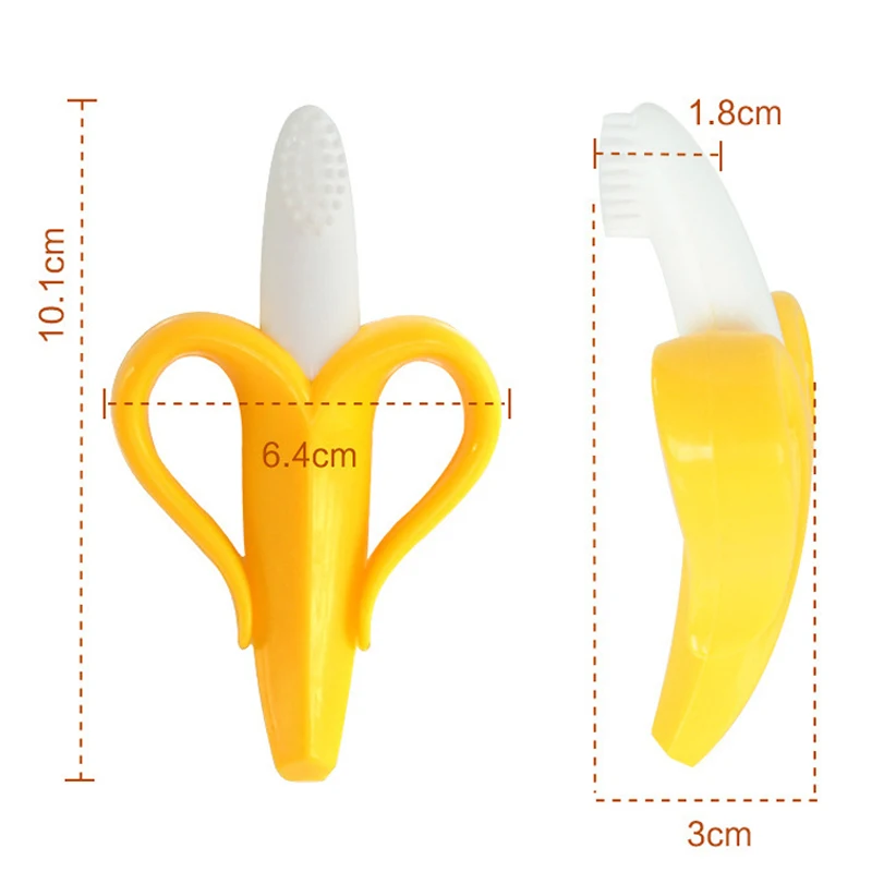 

Baby Silicone Teether Toy Training Banana Shape Toothbrush Safe Toddle Teether Toys Chew Teething Ring Gift Infant Baby Chewing