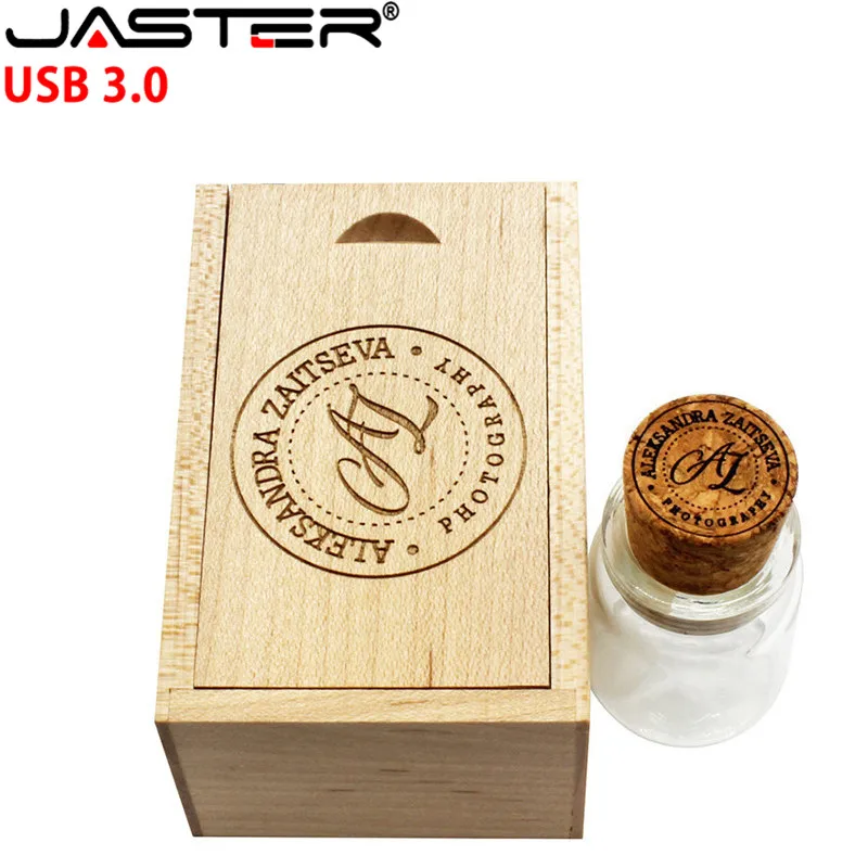JASTER USB 3,0 стеклянная бутылка с пробкой USB флеш-накопитель стеклянная бутылка Флешка 4 ГБ 8 ГБ 16 ГБ 32 ГБ 64 ГБ свадебный подарок