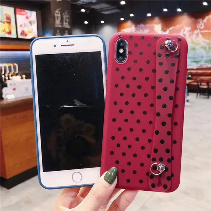 MORINBO for iPhone 6 7 8 Plus cute wave point soft TPU case X XR XS Max all bag with lanyard phone |
