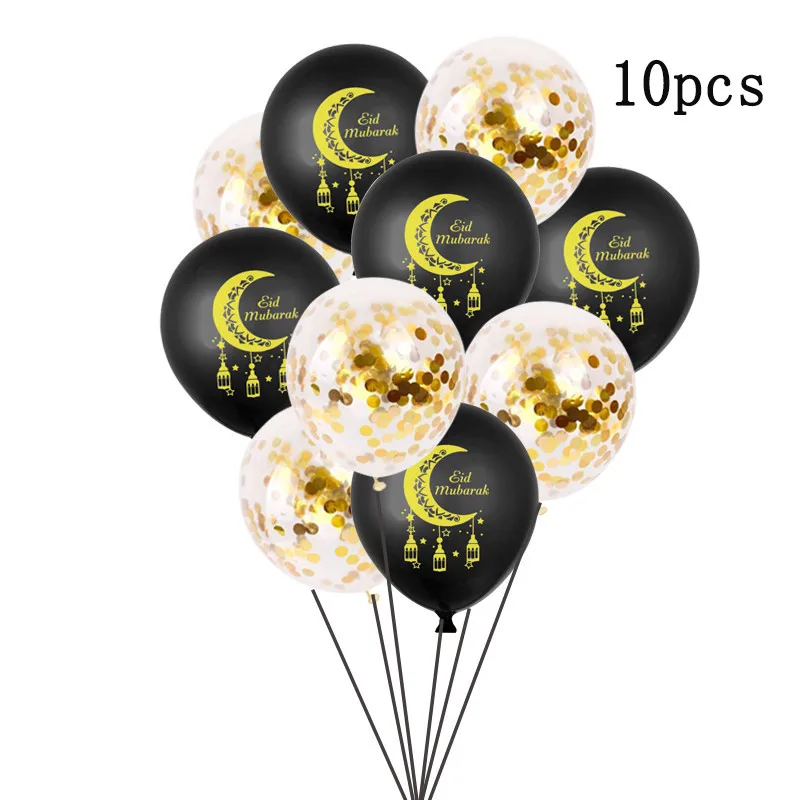 10Pcs Chicinlife 1 компл. ИД Мубарак воздушный шар баннер печенье бумага подарок наклейки Рамадан мусульманский фестиваль светодиодный светильник полосы вечерние украшения - Цвет: 10Pcs