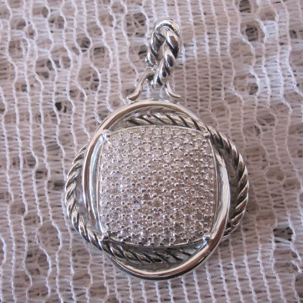 

Solid Sterling Silver Jewelry 20mm Pave Diamond Infinity Enhancer Brand Jewelry 925 Silver Women Pendant Valentine's Day Gift