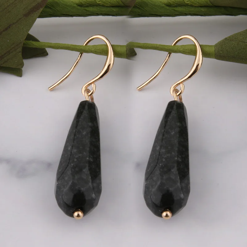 black Серьги-капли NeeFu WoFu, большие серьги из натурального камня, брендовые длинные серьги Brinco, рождественские аксессуары для ушей Oorbellen - Окраска металла: black