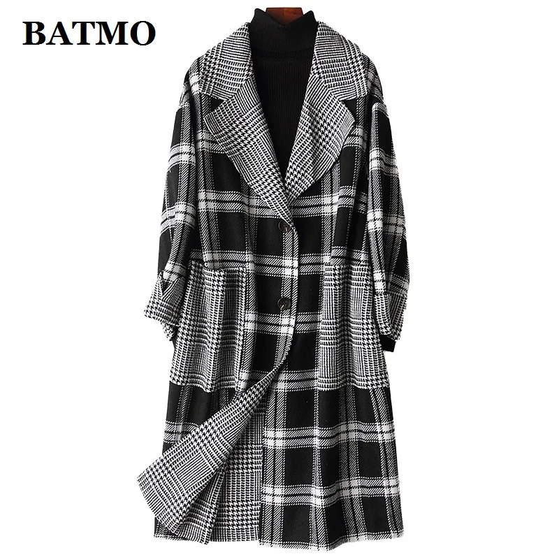 Batmo 2019 Новое поступление весна Двусторонняя шерсть плед повседневное тренч для