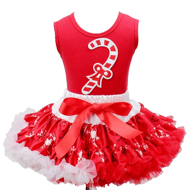 Леденцы принт детская одежда для детей без рукавов Топ девочек и Снежинка юбка Ropa