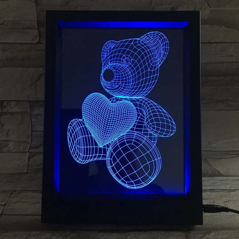 Креативный цветной светодиодный ночник с USB-разъемом в виде любовного медведя