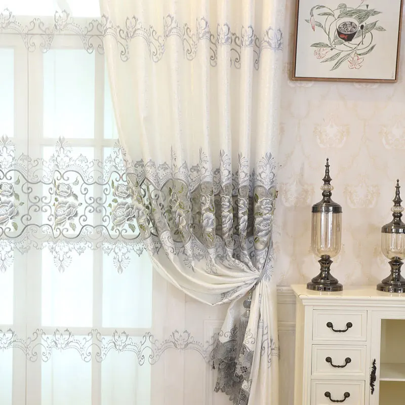 2018 новые Sytle занавески роскошные европейские ажурные вышитые рельефные Серые