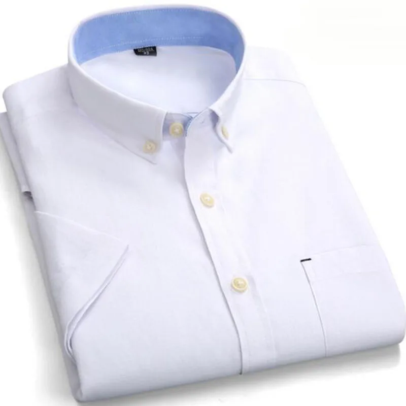 Рубашка мужская из чистого хлопка дышащая сорочка Slim Fit ткани Оксфорд с короткими