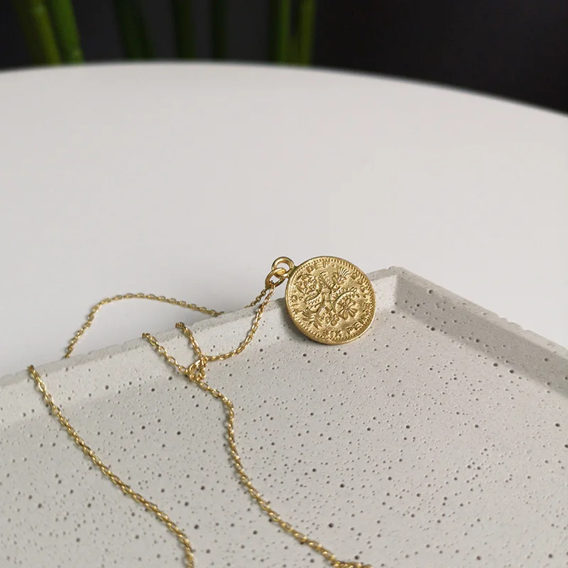 WTLTC изящные круглые ожерелья с шестью пенсами и кулоном для женщин ожерелье из