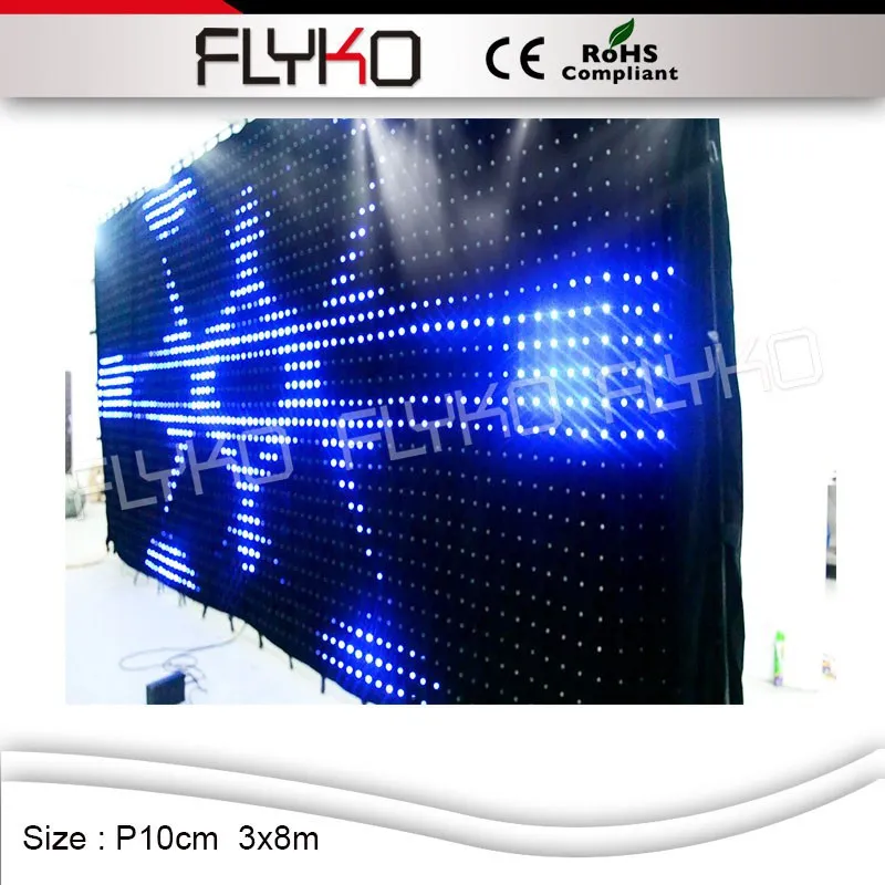 Flyko сценическая rgb осветительная ткань популярная светодиодная видеозанавеска