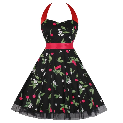Black Green OTEN 4XL женское платье с принтом в виде черепа пэтчворк с цветочным кружевом в горошек Ретро Винтаж в стиле кантри летнее платье,1950s Большой размер строп женское платье платье пляжное - Цвет: Black Green