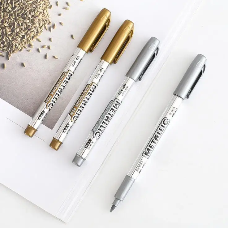 Gold Silver Craft Pen Colorful Highlighters Promotional Markers Gift Stationery