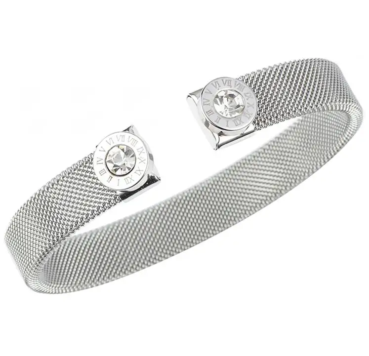 Модный браслет из нержавеющей стали BanglesBracelets для женщин CZ римское письмо браслет для помолвки Свадебная вечеринка женские ювелирные изделия подарок - Окраска металла: style 3