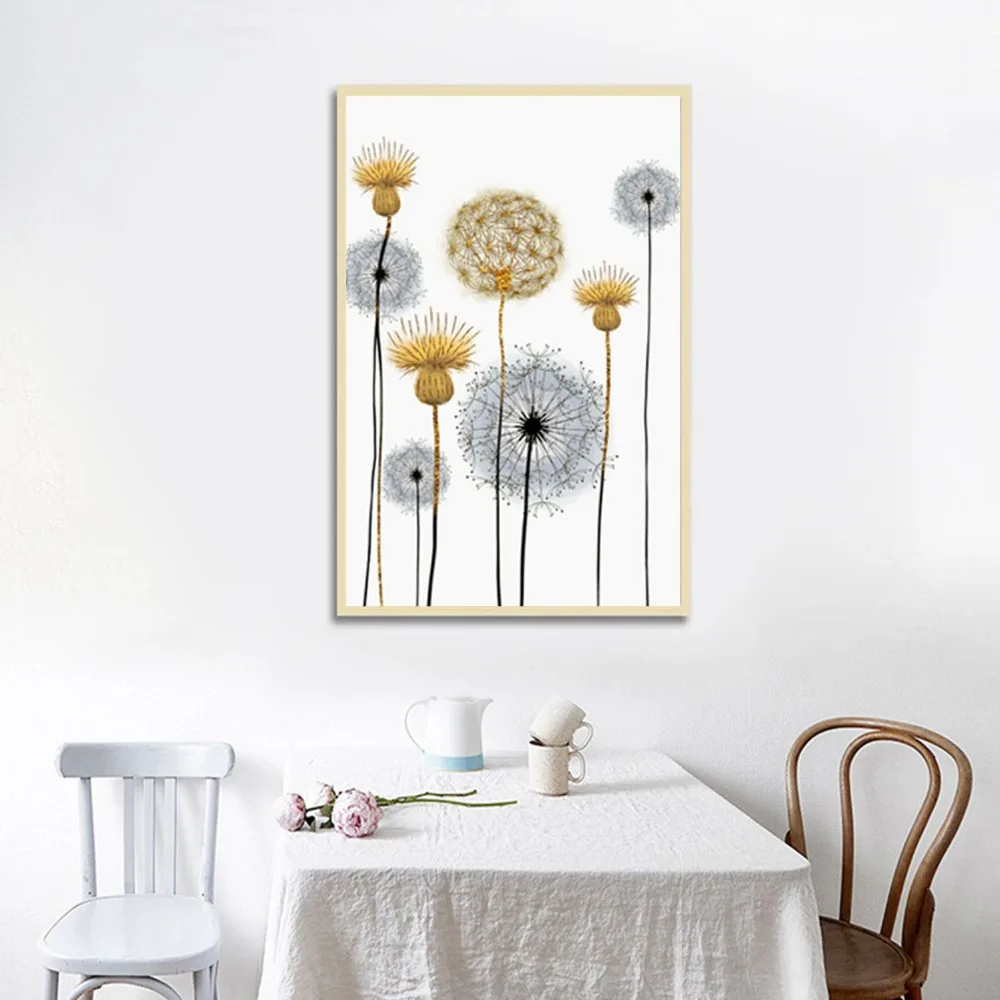 NUOMEGE Nordic Abstract Dandelion Wall Art Picture For Home Decoration Beautiful Flower Canvas Posters and Prints Modern Decor