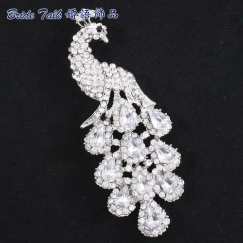 Прозрачные кристаллы из горного хрусталя Птичье животное Броши павлин брошь на