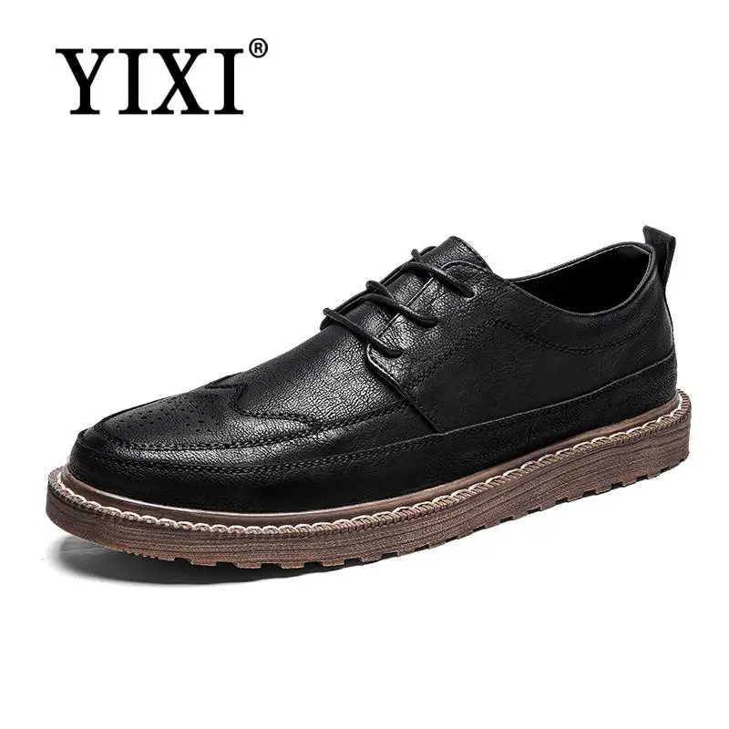 YIXI/мужская кожаная повседневная обувь классические модные мужские туфли на
