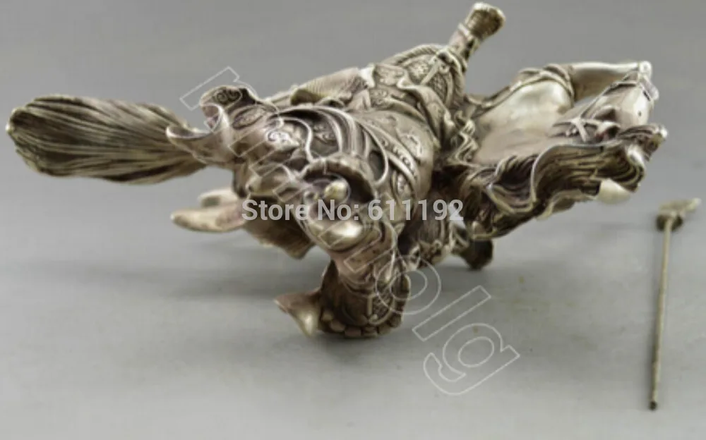 SCY Folk collective Home Decoration Old Tibet Silver Carved Guangong On Horse Statue/Sculpture | Дом и сад
