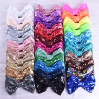 10pcslot 34colors large sequin hair bows 5 messy glitter bow with clips hair accessories kids headwear headbands for women