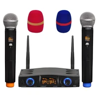 lomeho lo u21 2 way 2x16 adjustable frequency 2 handheld lcd screen party church school dj meeting karaoke wireless microphone