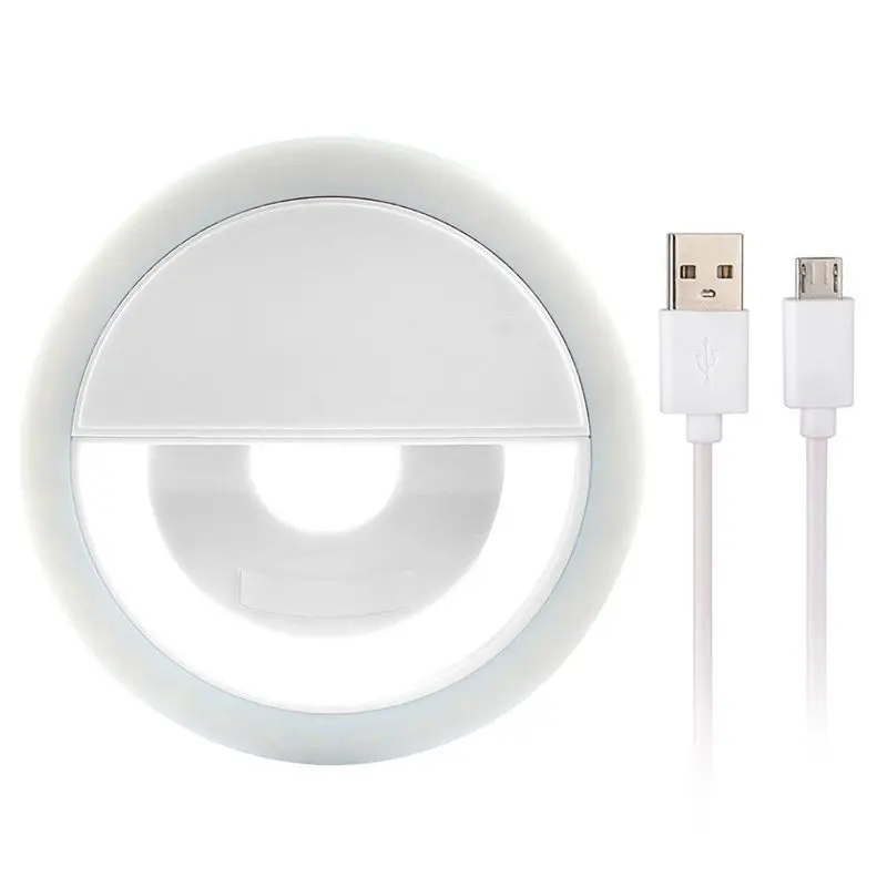 Кольцевой светильник для селфи с USB зарядкой Iphone портативная Светодиодная лампа