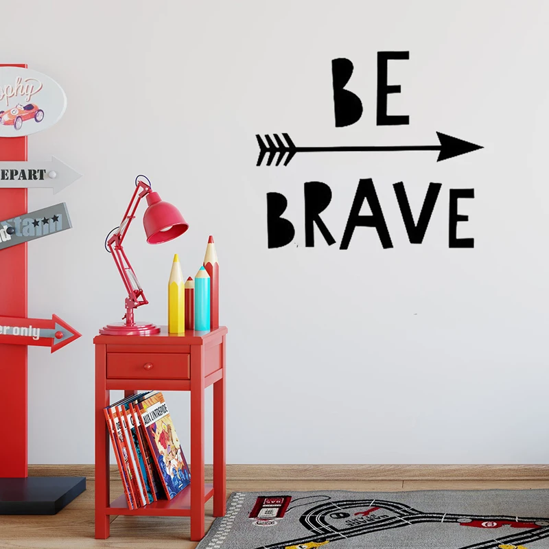 Черный Tofok "Be Brave" английские мотивационные цитаты наклейки на стену в скандинавском стиле детская комната студентов для общежития настенные наклейки съемные - Цвет: Черный