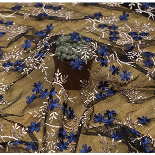 Ткань сетчатая кружевная LASUI 2018 с цветочной вышивкой для платья X0351 1 ярд/1 лот 3