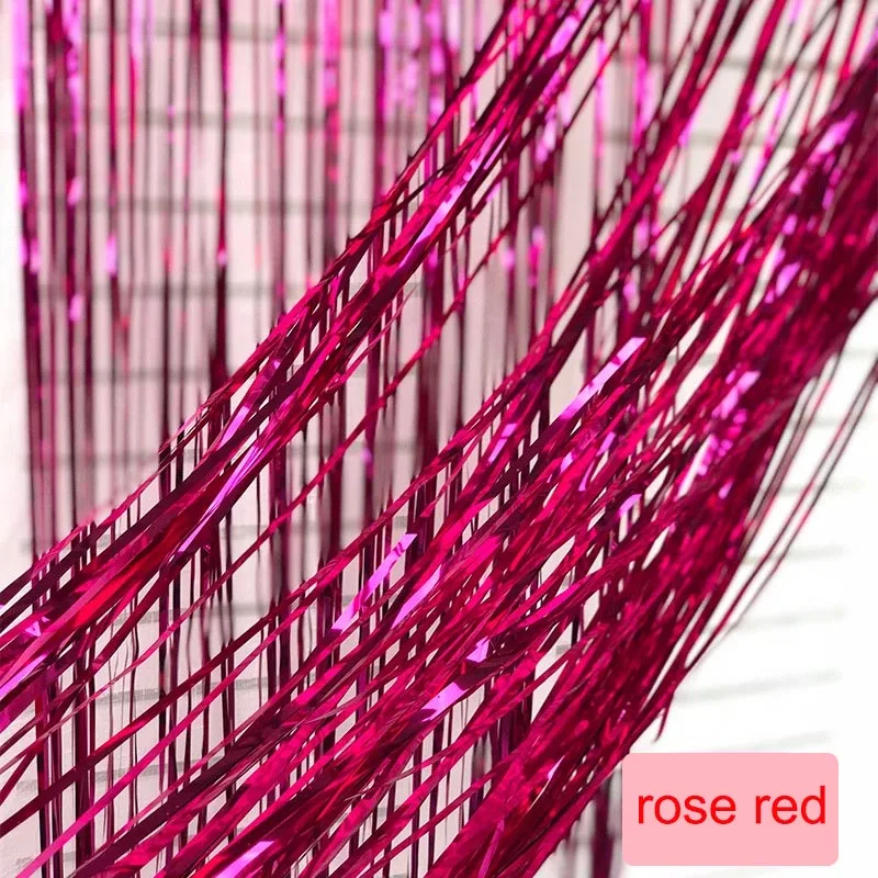 glossy-rose red Свадебный фон дождь занавес s мишура Фольга занавес день рождения фон Свадебные украшения Девушка Взрослые юбилей украшение стены - Цвет: glossy-rose red