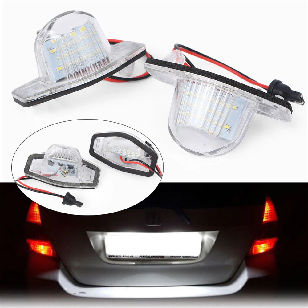 

QCDIN 2pcs for HONDA OEM LED Car License Plate Lights 18 SMD LEDs White 6500K 12V for Honda Odyssey Fit CRV Crosstour Insight