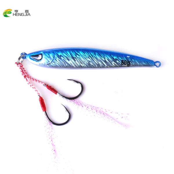 

HENGJIA 1pcs Slow Pitch Jigging Fishing Lure 8.7CM 80g Lead Metal Vertical Fishing Jig Spoon With Hook And Assist Hook