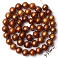 high quality 8 8 5mm brown color oval shape natural freshwater pearl gem loose beads strand 15 w2302