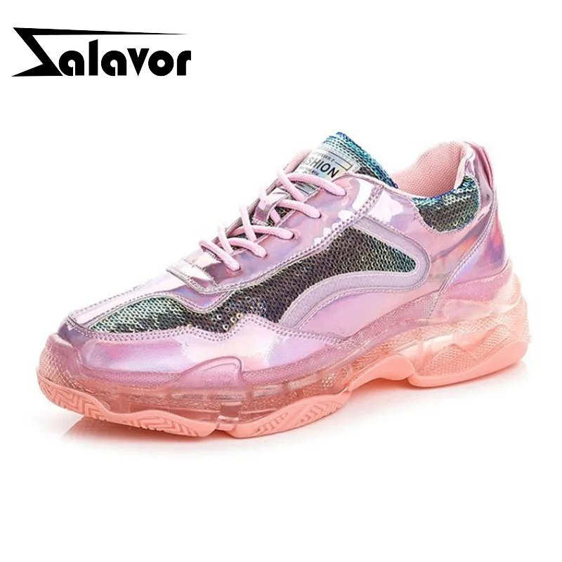 ZALAVOR Colorful Thick Bottom Bling Fashion Running Shoes Women Young Lady Club Sports Daily Casual Sneakers Footwear Size 35-39 | Спорт и