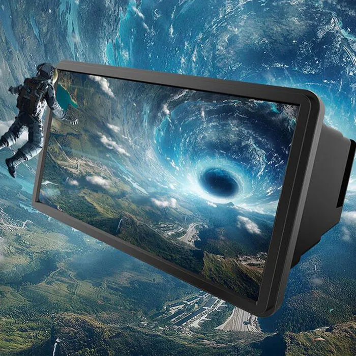Black 3D увеличительное стекло анти-синяя защита глаз 12 дюймов 3D экран мобильного телефона выдвижной складной Кронштейн для мобильного телефона усилитель - Цвет: Black