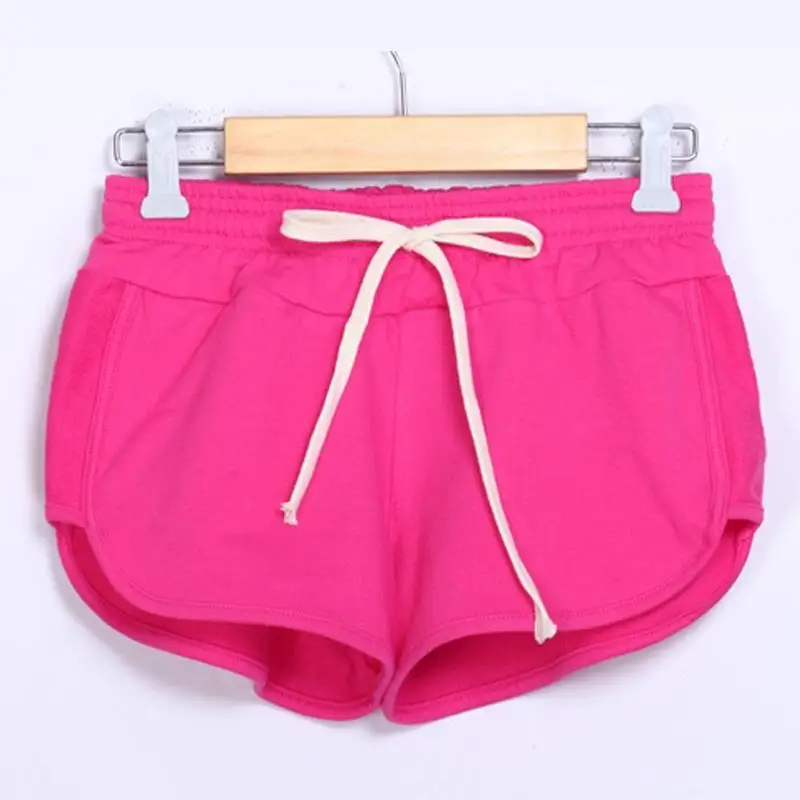 Карамельный цвет повседневные хлопковые короткие шорты с эластичной резинкой на
