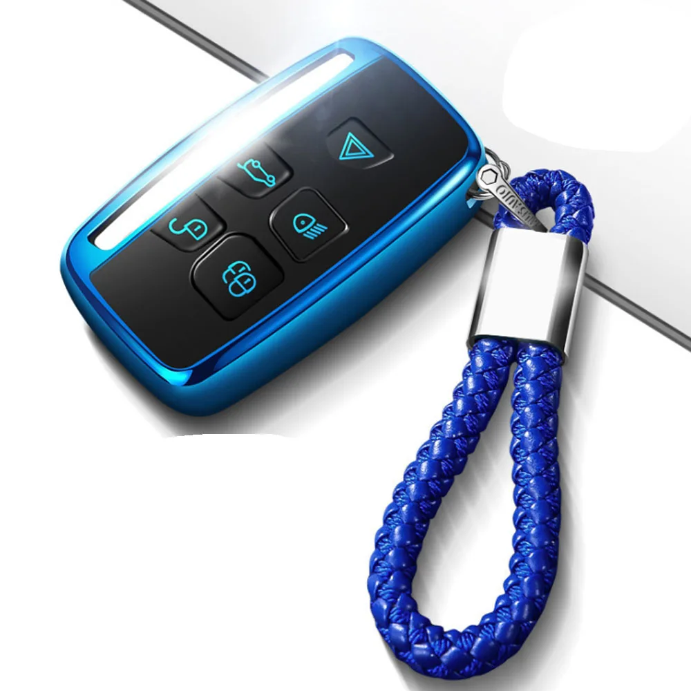 Blue Braided buckle Мягкий ТПУ чехол для ключей для Land Rover A9 Range Rover Sport Evoque freelander 2 Jaguar XE XJ Xjl XF C-X16 V12 гитара F X Typ - Название цвета: Blue Braided buckle