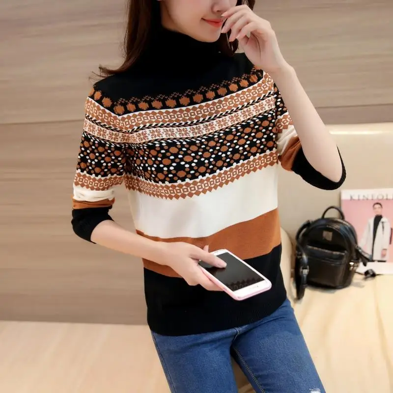 Модные новые зимние модные цветные снежинка теплые Универсальные свитер с