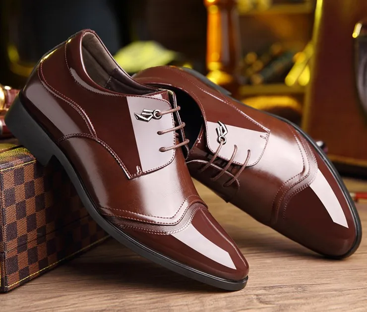 Туфли Cyabmoz мужские деловые на шнуровке заостренный носок визуально увеличивают