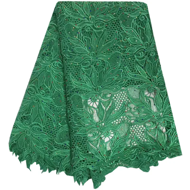 Красный Лидер продаж Африканский вышитые гипюр шнур Кружево Материал с камнем