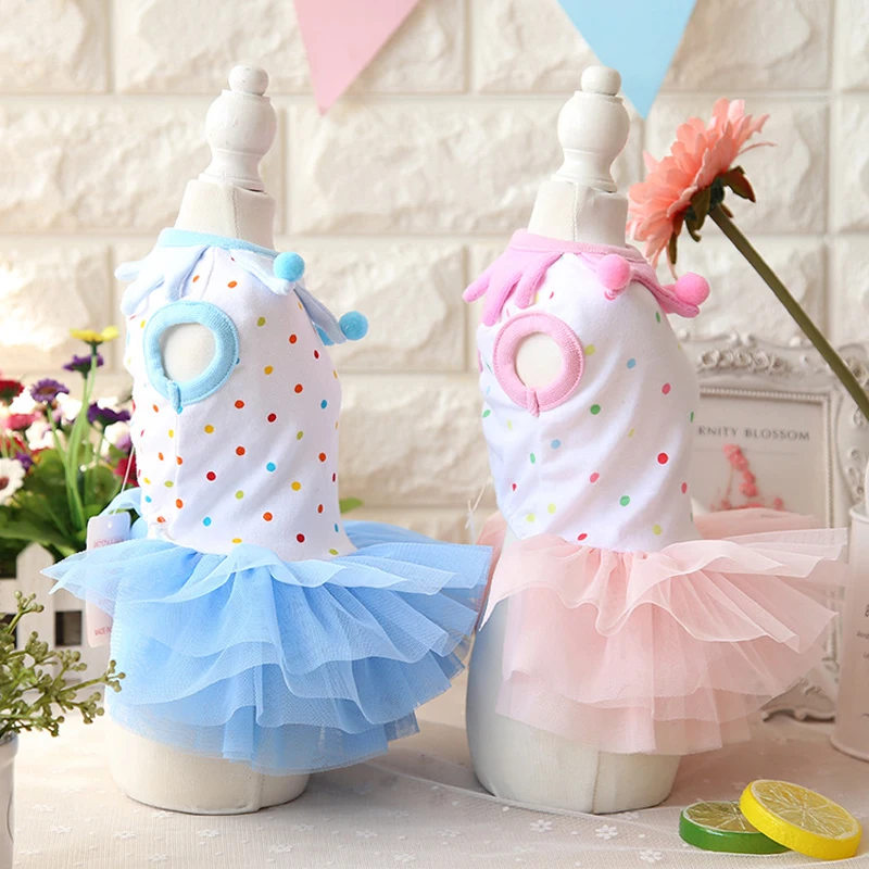 Летнее платье для собаки юбка щенка корона с помпоном свадебное принцессы одежда
