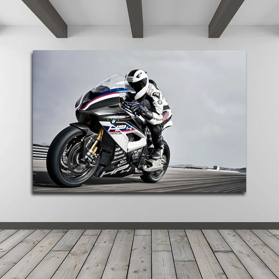 Мотоцикл B M W HP4 гонки Superbike обои настенный художественный постер картина