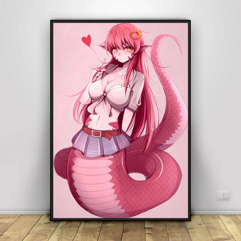 Monster Musume No Lru Nichijou художественный Шелковый плакат домашний декор 12x18