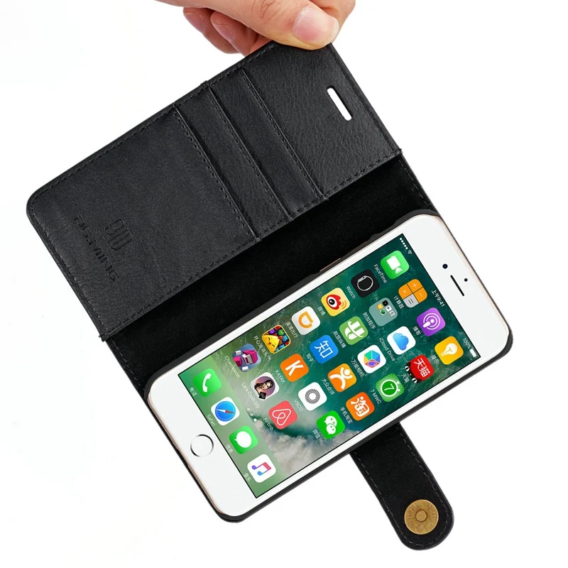 Съемная магнитных флип кожаный чехол для iPhone 6/6 s/7/8 Plus Элитный бренд кошелек слот